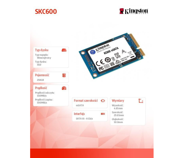 Kingston 256GB mSATA SSD KC600 - 640201 - zdjęcie 8